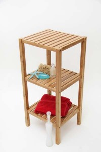 Sehr sch�nes stabiles Bambus Holz Standregal Badregal