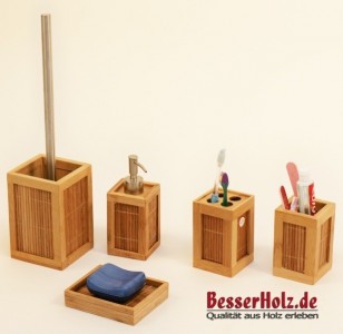 Klasse Bad Accessoire Set aus Bambus	Holz	
